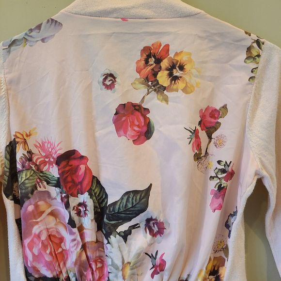 Ted Baker Womens Floral Knit Cardigan Sweater Pink Size 1 Asymmetrical Designer - Picture 7 of 10